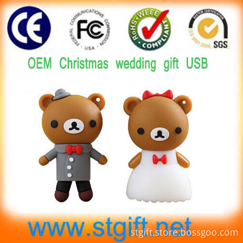 New Year Christmas Gift Lovely Cartoon USB Flash Memory and Pen Drive Gift USB Stick